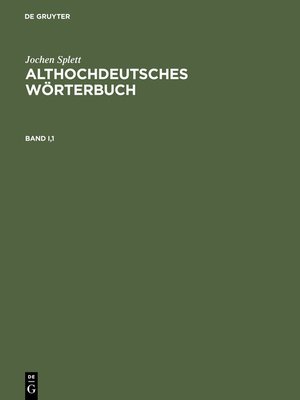 cover image of Althochdeutsches Wörterbuch
